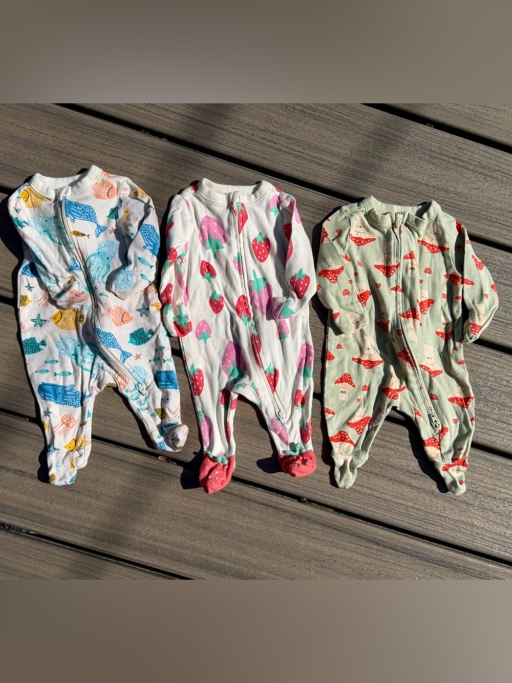 Old Navy 2-way Zip Footed One-Piece Newborn 3 pack